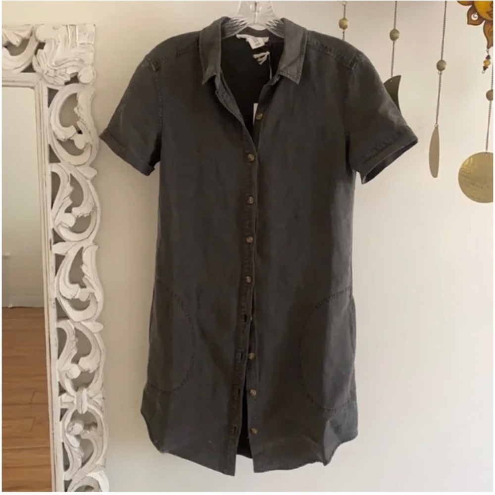 🪞 NWT lucky brand side pocket button up short sleeve  dress